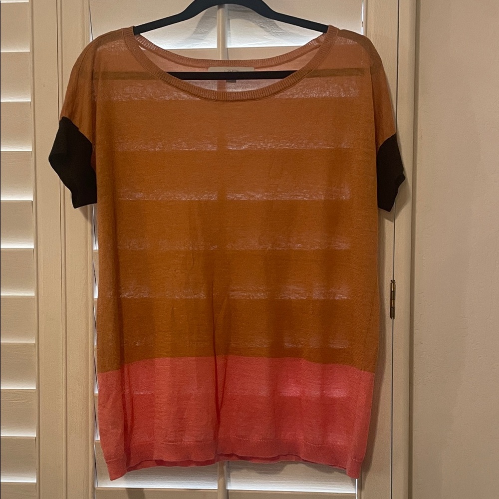LOFT Women's Colorblock Top - Brown and Pink